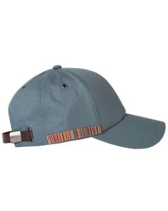 This Signature Stripe Trim Denim Blue Baseball Cap is designed by Paul Smith. 