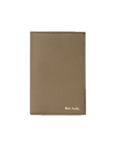 Paul Smith Khaki Leather Signature Stripe 6 CC Card Holder