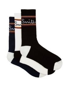 These 3-Pack of Men's Novelty Large Logo Socks are designed by Paul Smith. 