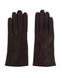 This pair of Paul Smith gloves are made from a burgundy leather material.