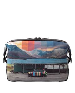 This Black 'Mini Mountain' Print Wash Bag is desiged by Paul Smith. 