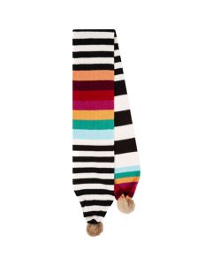 This Monochrome Stripe Knitted Wool Pom-Pom Scarf was designed by Paul Smith.  