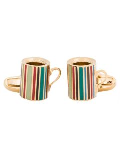 These are the Paul Smith Men's Gold Signature Stripe Mug Cufflinks.