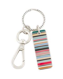 This is the Paul Smith Multicoloured Stripe Metal Tag Keyring.