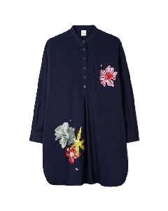Navy Embroidered Cotton Tunic By Paul Smith With 'Sea Floral' Design.