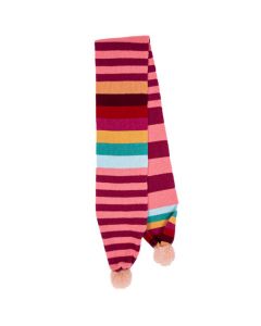 This Pink Stripe Knitted Wool Pom-Pom Scarf was designed by Paul Smith. 