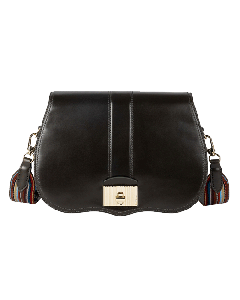 This Paul Smith Women's 'Signature Stripe' Leather Satchel is made out of calf leather and polished gold hardware.