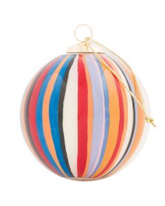 This Glass Hand-Painted Signature Stripe Bauble is designed by Paul Smith. 