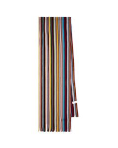 This Wool Signature Stripe Scarf was designed by Paul Smith. 