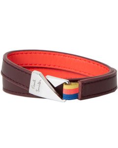 This tan Leather Hook Bracelet has been designed by Paul Smith.