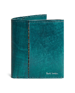 Paul Smith Brushstroke Print Leather Billfold Wallet In Teal