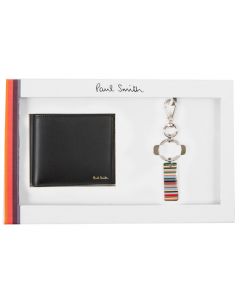 This Signature Stripe Wallet & Keyring Gift Set has been designed by Paul Smith. 