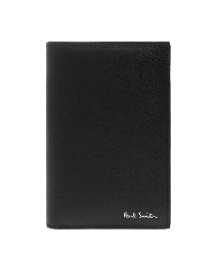 Paul Smith Black Leather 6CC Card Holder Mini Nottingham Print
