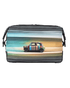 This Paul smith Men's 'Mini Blur' Print Wash Bag features the signature stripe mini with a blurred surrounding. 