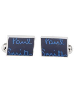 Paul Smith navy cufflinks come in a rectangular shape.