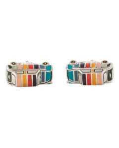 Paul Smith's Men's Silver 'Artist Stripe' Mini Cufflinks are made out of copper and zinc with an enamel inlay to add colour.