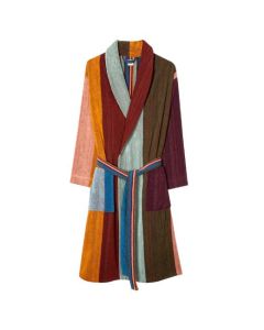 This Men's Artist Stripe Towelling Dressing Gown by Paul Smith is great for lounging around at home and keeping warm.