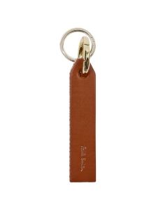 Signature Stripe Brown Leather Keyring