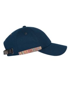 Signature Stripe Trim Navy Cotton Baseball Cap