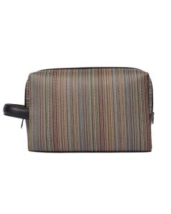 'Signature Stripe' Coated Canvas Wash Bag