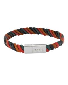 Men's Four Colour Plait Leather Bracelet