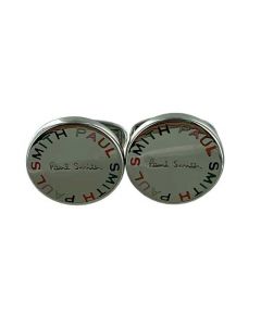 This pair of silver Paul Smith cufflinks come with the brand name around the outside in different colour lettering.