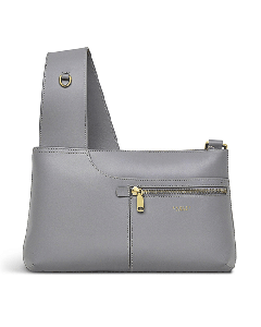 This Radley Pockets Icon Grey Leather Zip Top Crossbody Bag is made out of smooth leather.