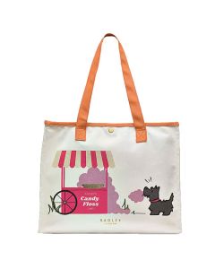Candy Floss Large Canvas Shopper Bag in Chalk