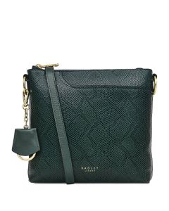 This Dark Green Faux Snake Pockets 2.0 Small Cross Body Bag is designed by Radley.