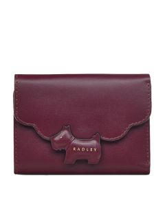 Dark Red Crest Scallop Small Trifold Purse