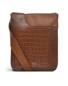 This Brown Faux Croc Pockets Cross Body Bag has been designed by Radley.