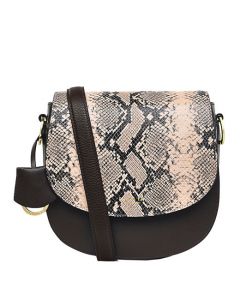 This Dark Brown Faux Snake Liverpool Street 2.0 Flapover Cross Body Bag is designed by Radley. 