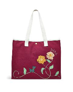 Best Buds Large Open-top Tote Bag By Radley In Dark Rose Colour Canvas. 