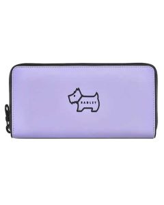 This Radley ladies purse is made with a smooth purple leather material.