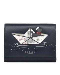 This Ink Blue Sail Away Medium Flapover Purse is designed by Radley. 