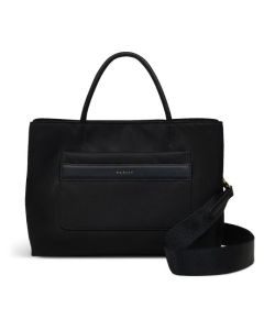 Radley's Holland Park Black Medium Zip-Top Grab Bag has an adjustable and removable strap and grab handles on the top.