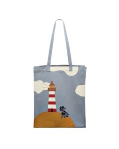 Lighthouse Smoke Blue Canvas Medium Tote Bag