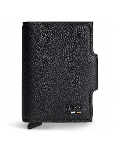 This BOSS Ray Faux Leather Secrid Wallet has a press stud flap closure and is made with soft-grain PU leather. 