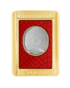 This Dupont cigar cutter comes with a red snakeskin lacquered design with a gold trim.