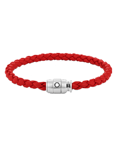 Montblanc Red Woven Leather Bracelet Steel 3 Ring Fastening
