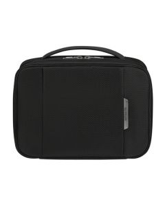 This Samsonite Respark Weekender Wash Bag Ozone Black has a top handle and a dual zip into the main compartment, with gunmetal hardware.