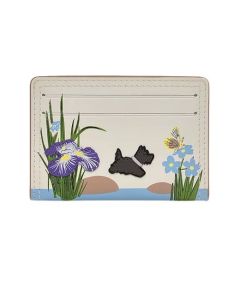 The RHS Small Floral Chalk Leather Cardholder by Radley.