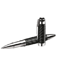 This Montblanc Great Characters 3000 Limited Edition Alfred Hitchcock Rollerball Pen is made out of sterling silver and stainless steel.