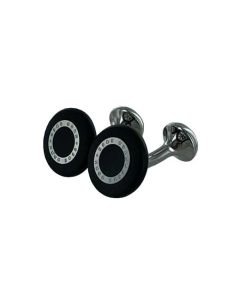 This pair of Hugo Boss cufflinks are made from a black stainless steel material on the front.