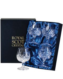 These London 4 x 32cl Brandy Glasses will be presented inside a Royal Scot Crystal satin-lined gift box. 