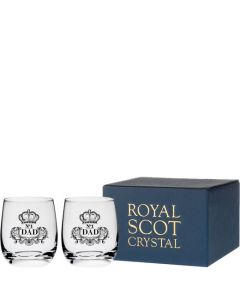 Royal Scot Crystal's 2 x 24cl 'No.1 Dad' Engraved Barrel Tumblers will be presented inside a blue gift box.