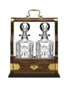 This Prestige Double Oak Tantalus & 2 Square Spirit Decanters has been designed by Royal Scot Crystal.