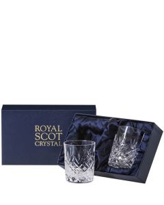 These Royal Scot Crystal Edinburgh 2 x 21cl Whisky Tumblers will be presented inside a satin-lined gift box.
