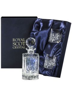 This Edinburgh Star Square Whisky Set will be presented inside a Royal Scot Crystal gift box.