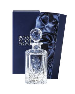 This Scottish Thistle 80cl Square Spirit Decanter will be presented inside a Royal Scot Crystal gift box.